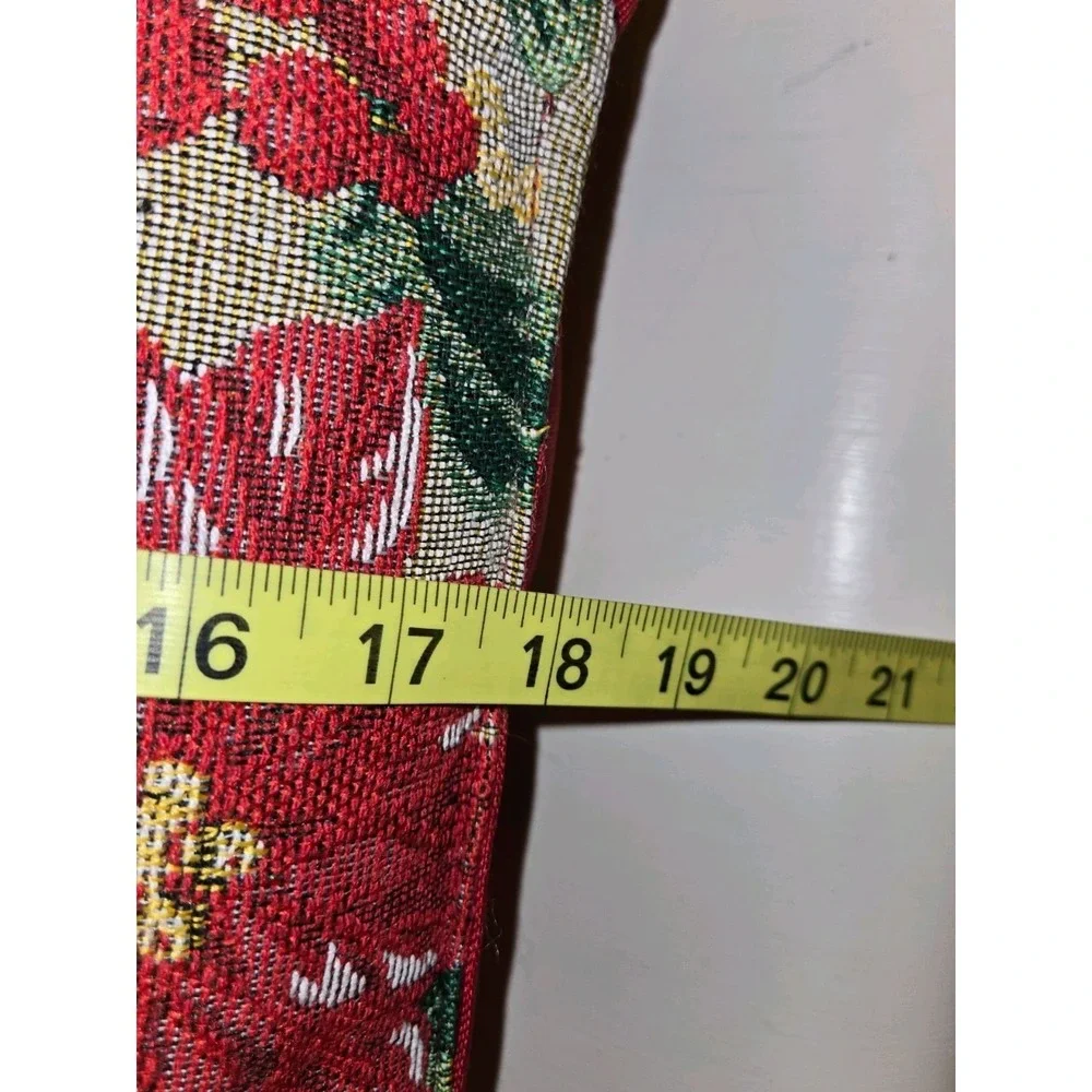 Happy Holidays Poinsettia Woven Tapestry Christmas Throw Pillow Red‎ 17x17